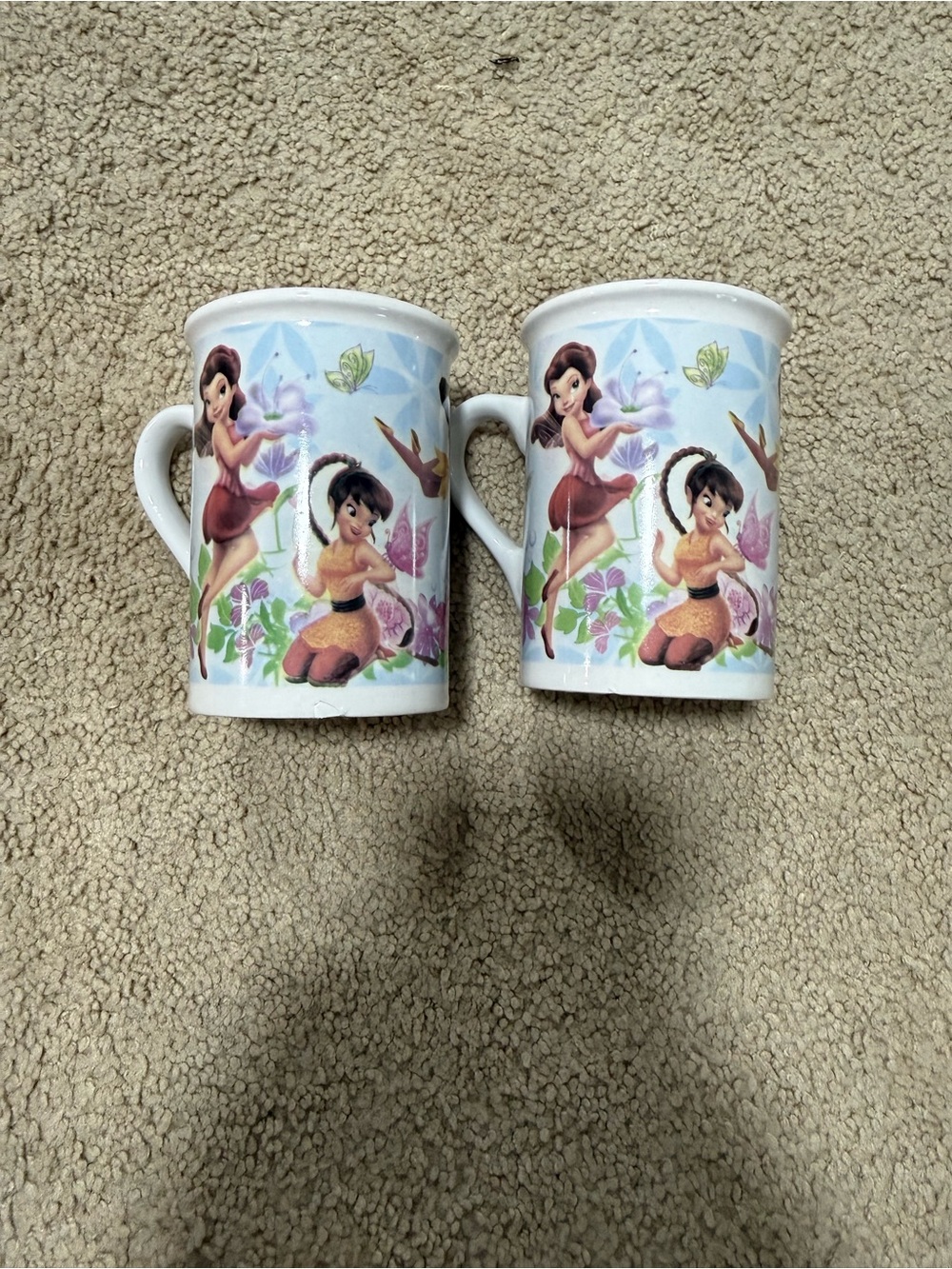 Disney Fairy Ceramic Mugs - White with Pink & Purple Accents
